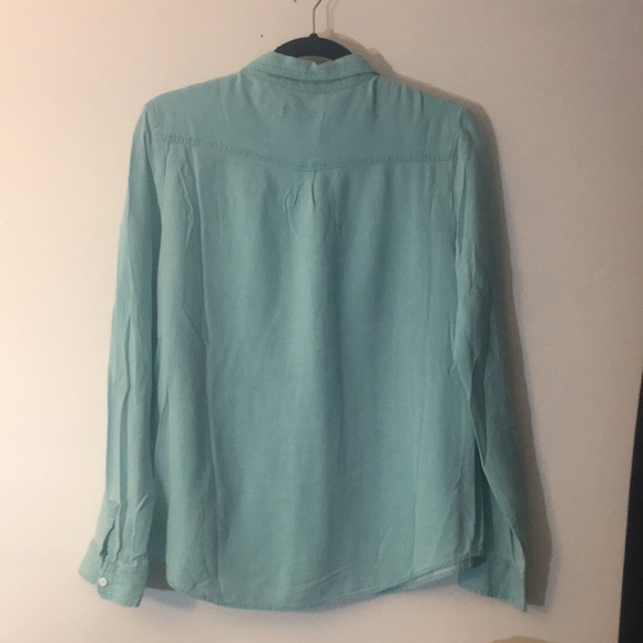 NWOT teal turquoise casual button down top - Picture 3 of 3